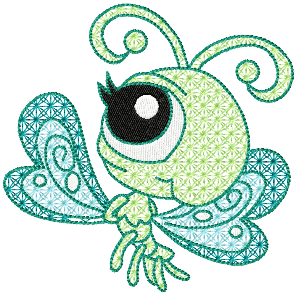 Cute flying bug 1 machine embroidery design 2 sizes