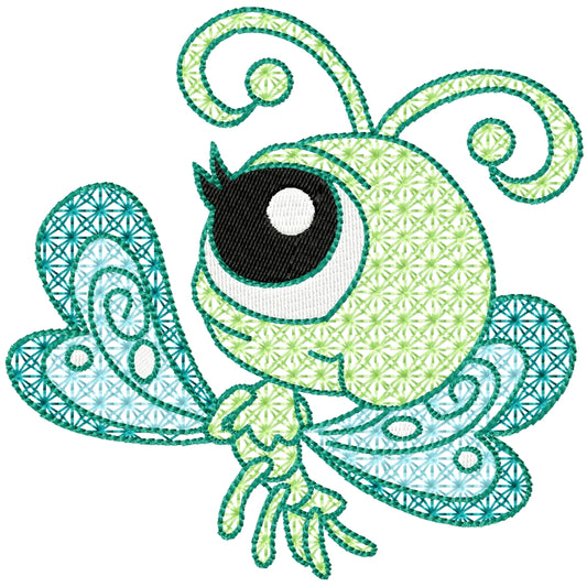 Cute flying bug 1 machine embroidery design 2 sizes