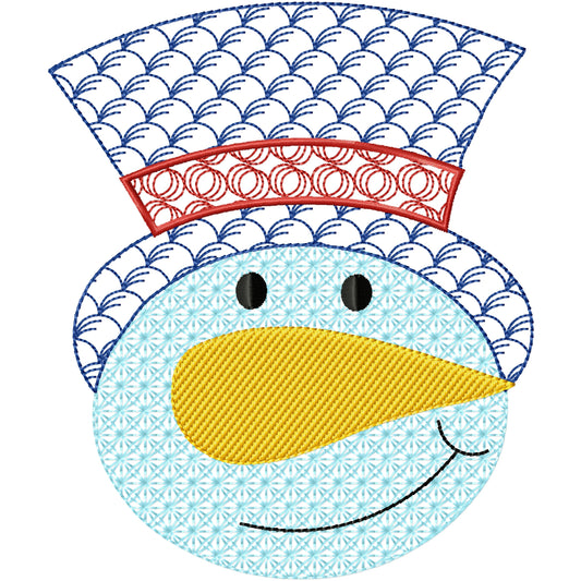 Fun face snowman machine embroidery design