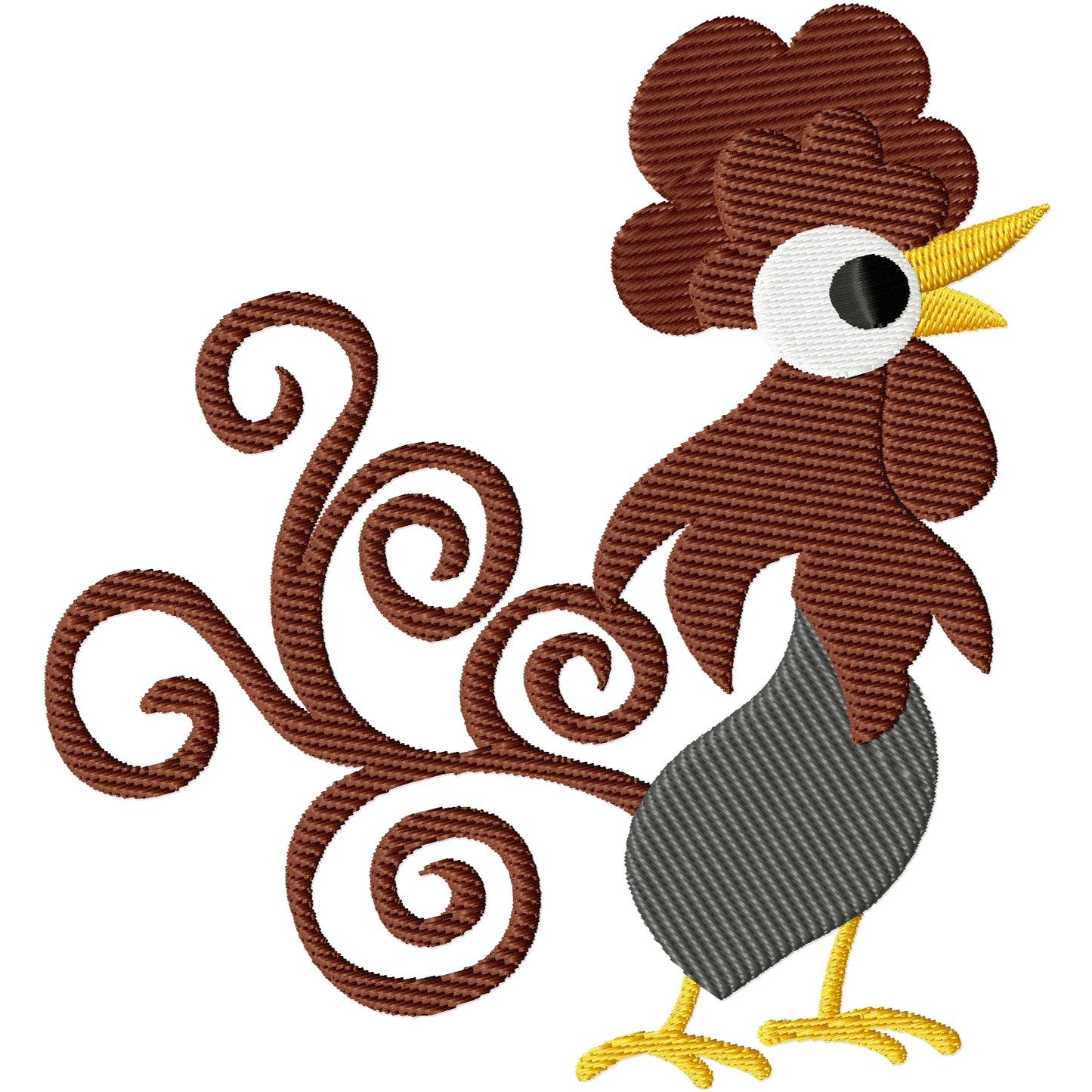 Funky chicken machine embroidery design 2 sizes