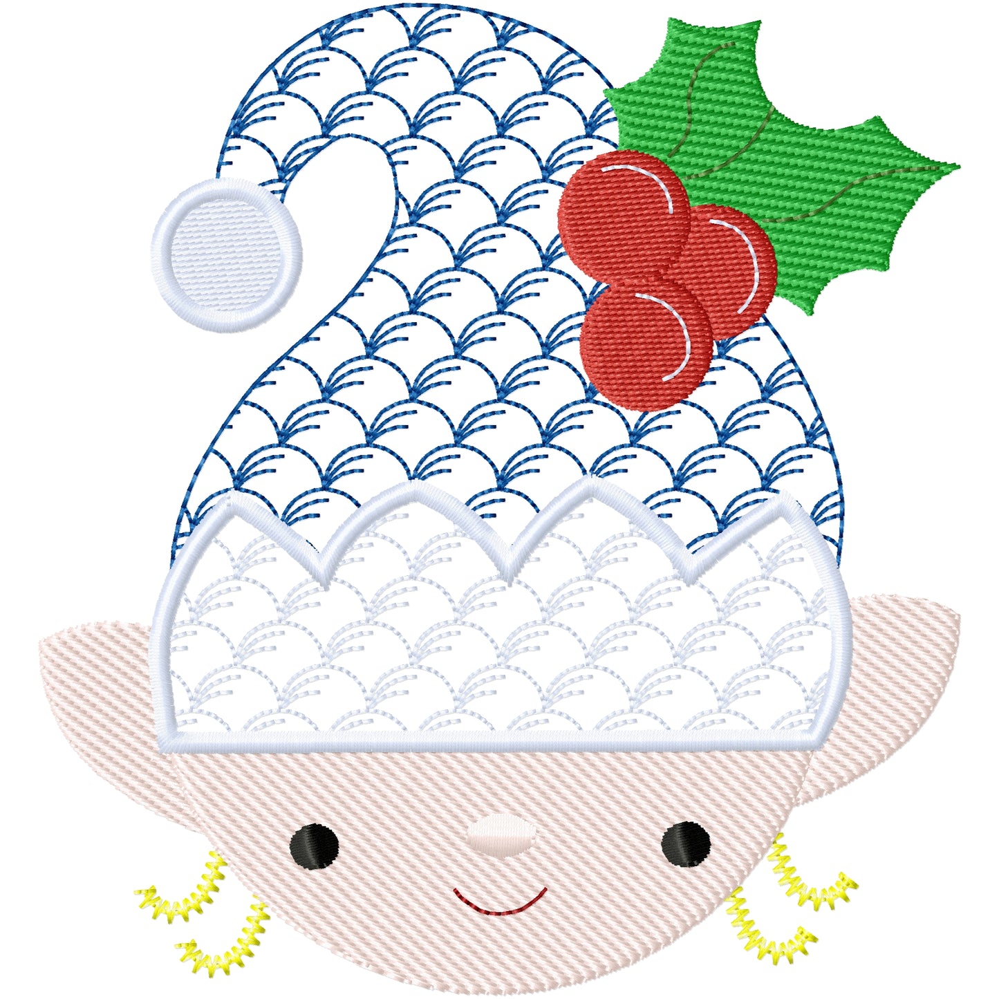Girl Elf face machine embroidery design 3 sizes