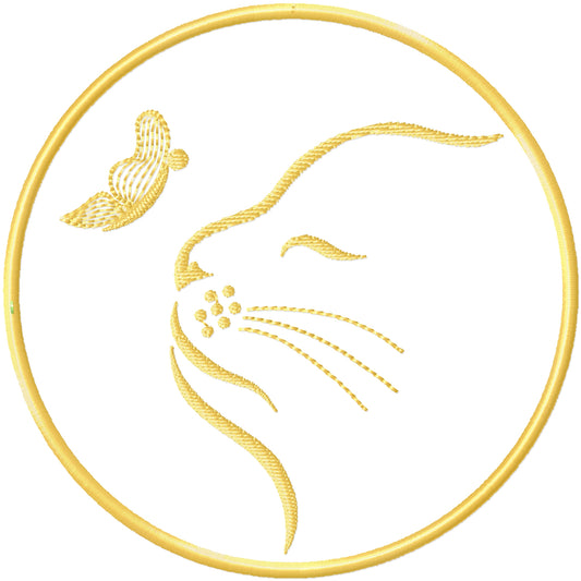 ITH Gold cat coaster machine embroidery design