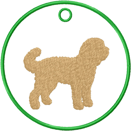 ITH Golden doodle ornament machine embroidery design