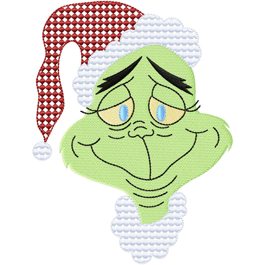 Fancy stitch Grinch face 1 Christmas machine embroidery design 3 sizes