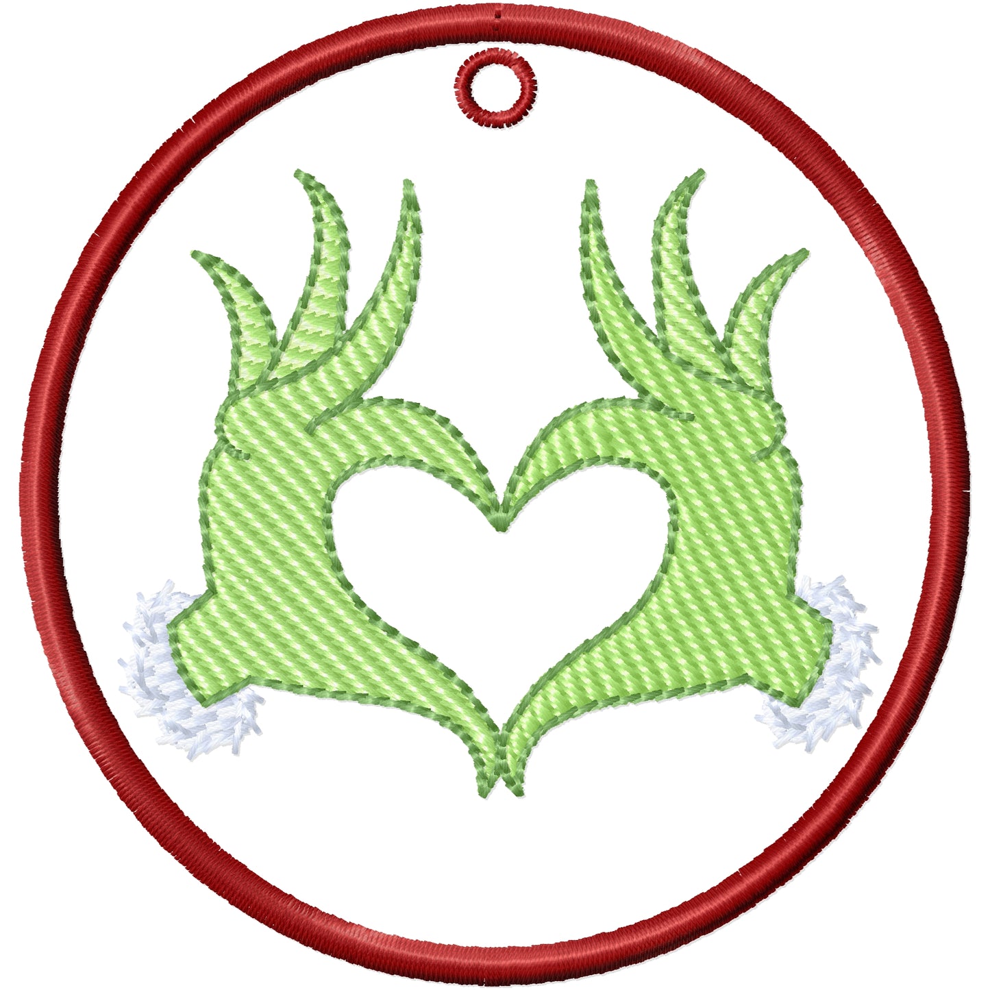 ITH Grinch hands Ornament machine embroidery design