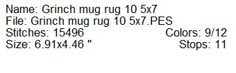 ITH Grinch mug rug applique machine embroidery design