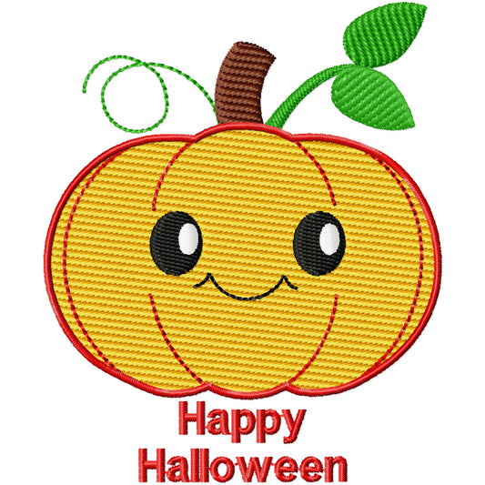 Happy Halloween pumpkin machine embroidery design 2 sizes