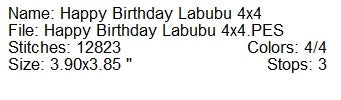 Happy Birthday La Boo Boo machine embroidery design