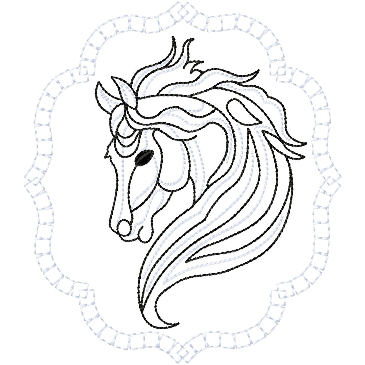 Horse 2 outline machine embroidery design 3 sizes