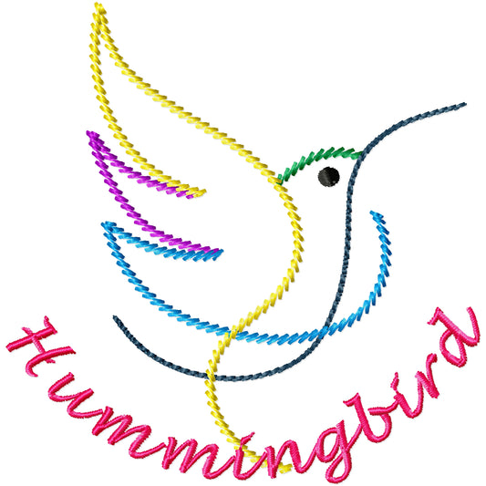 Hummingbird 1 with name machine embroidery design 2 sizes