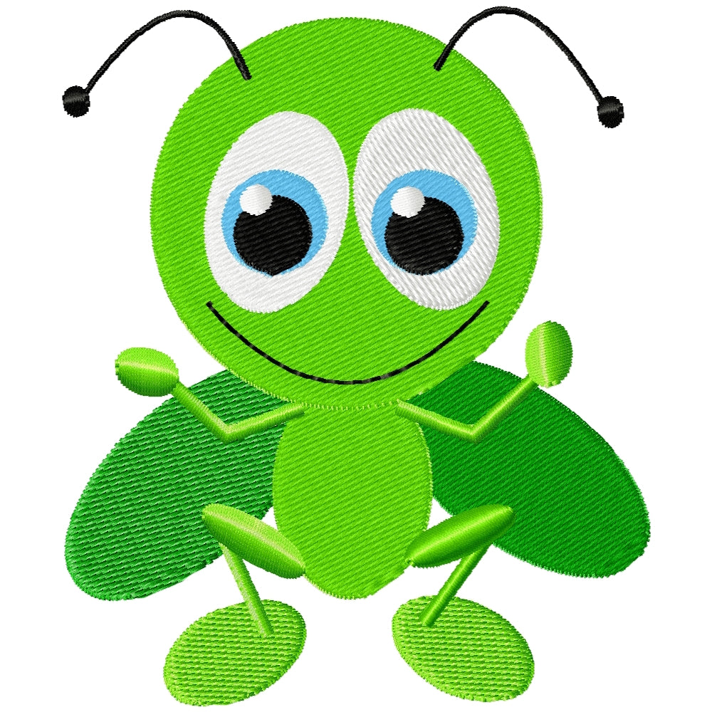 Itty bitty Katydid machine embroidery design