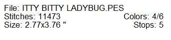 Itty bitty ladybug machine embroidery design