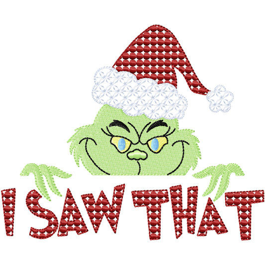 I saw that Grinch watching machine embroidery design  3 sizes