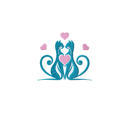 Love cats 2 machine embroidery design