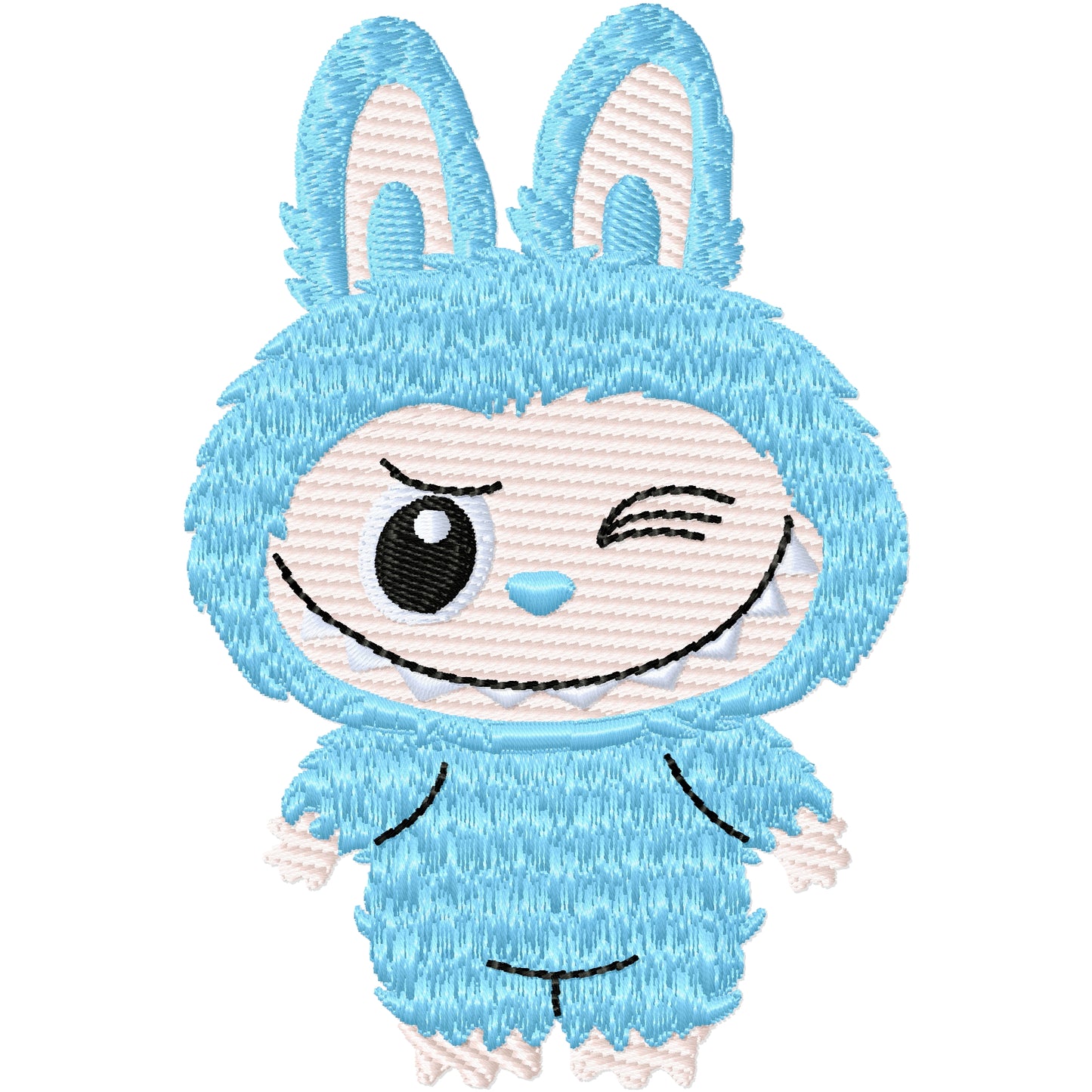 Blue Labooboo monster machine embroidery design