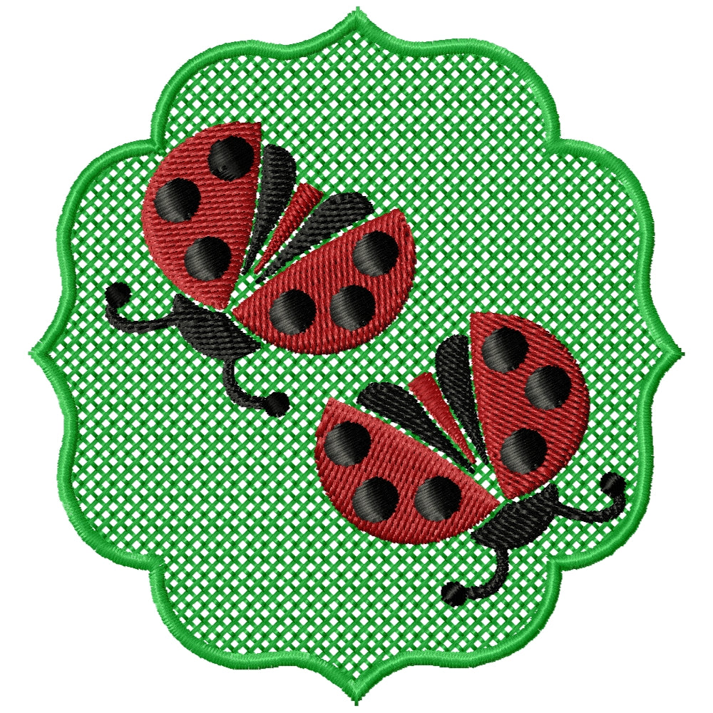 Lady bugs on a background machine embroidery design 2 sizes
