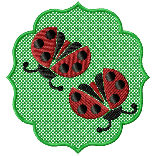 Lady bugs on a background machine embroidery design 2 sizes