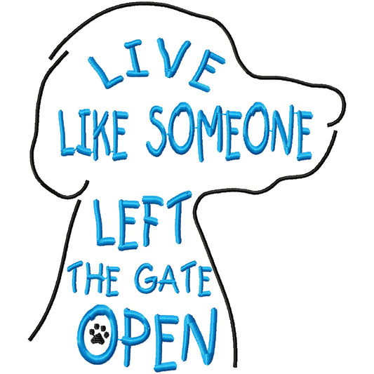 Live like dog outline machine embroidery design 2 sizes