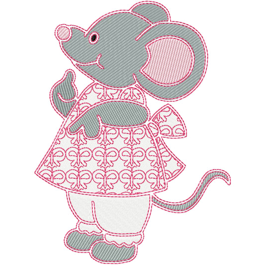 Maddison mouse machine embroidery design 2 sizes