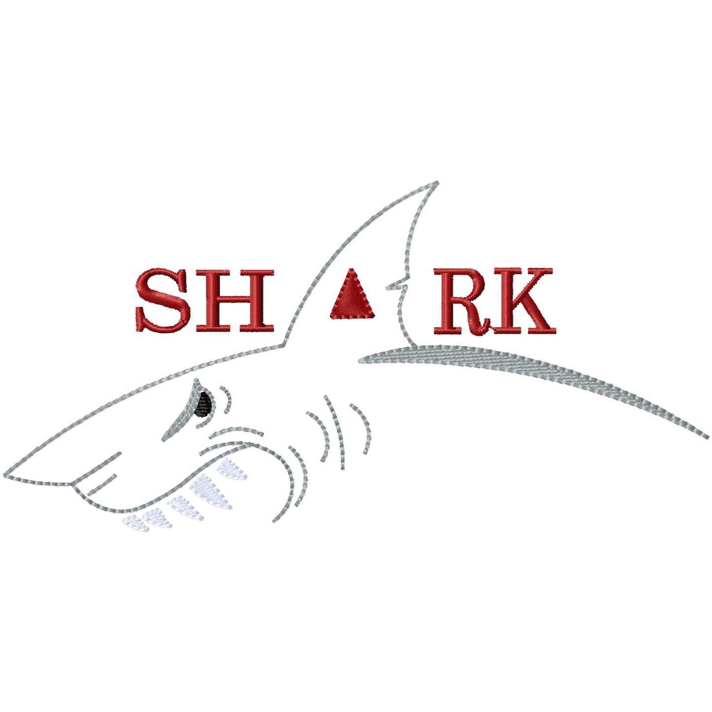 Mean shark machine embroidery design 2 sizes