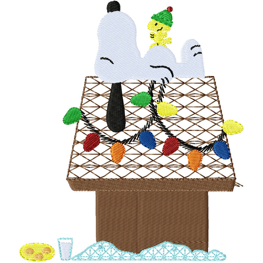 Milk and cookies for Santa Snoopy machine embroidery design 2 sizes