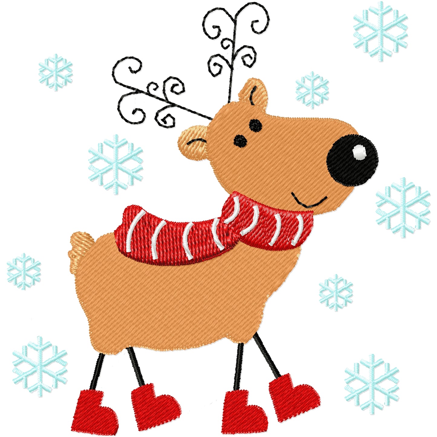 Ned the reindeer machine embroidery design