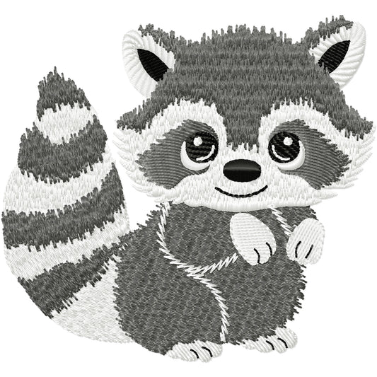New baby raccoon machine embroidery design 3 sizes