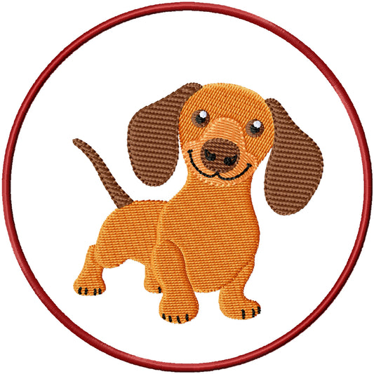 ITH Dash the dachshund coaster machine embroidery design
