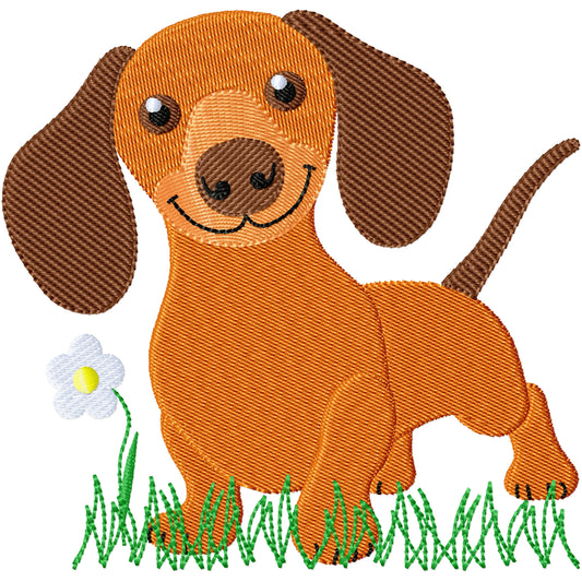 Dash 2 the dachshund dog machine embroidery design 2 sizes