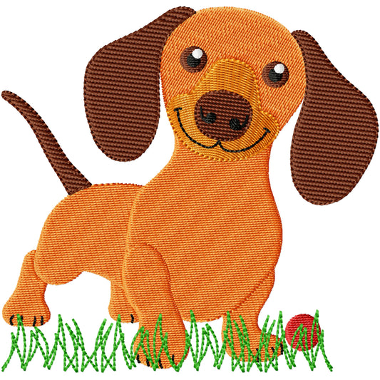 Dash 3 the dachshund dog machine embroidery design 2 sizes