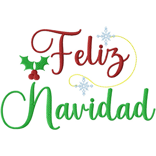 Feliz Navidad 3 machine embroidery design 4 sizes