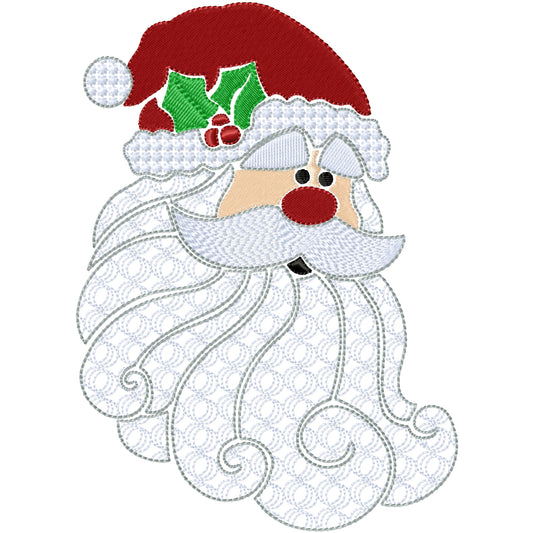 New Santa face 2 machine embroidery design 3 sizes