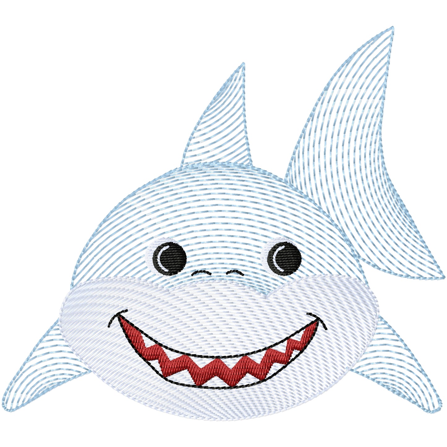 New blue shark machine embroidery design 3 sizes