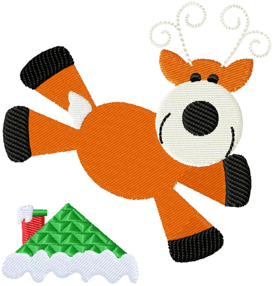 Flying Reindeer machine embroidery design