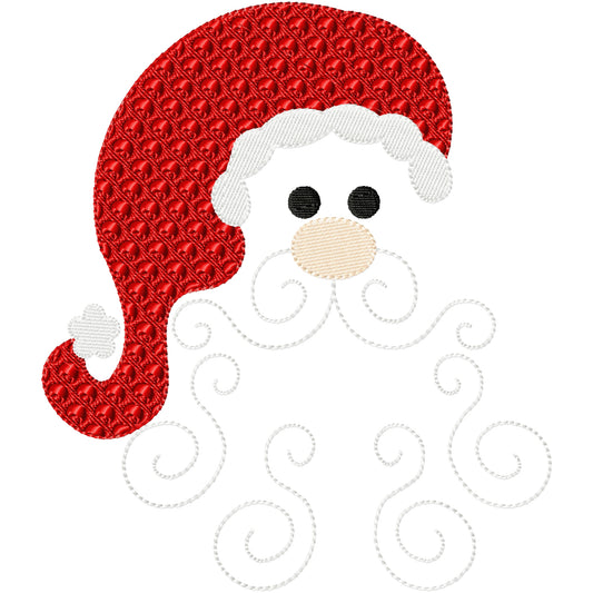 New swirl beard Santa machine embroidery design 2 sizes