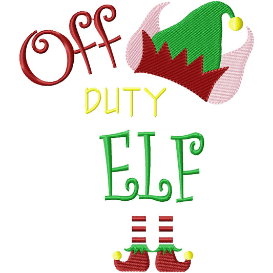 Off Duty missing Elf machine embroidery design 3 sizes