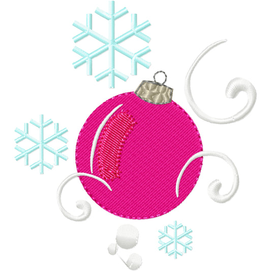 Pink Christmas ornament machine embroidery design