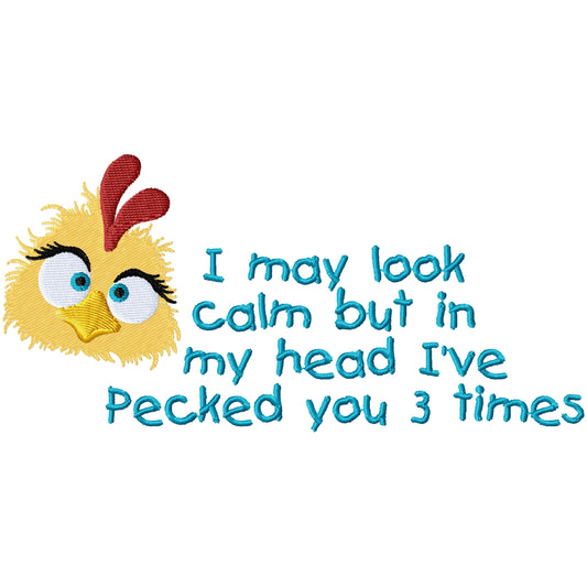 Pecked 3 times machine embroidery design 2 sizes
