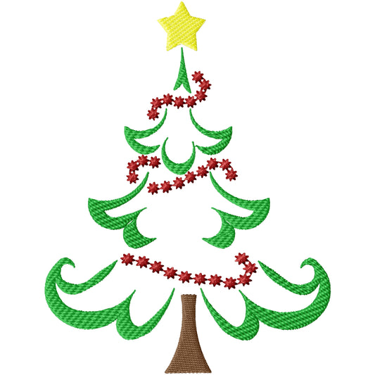 Pretty Christmas tree machine embroidery design 3 sizes