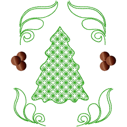 Pretty tree machine embroidery design 2 sizes