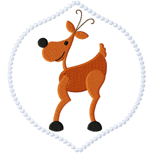 Reindeer in a frame machine embroidery design 3 sizes