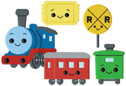 Rail road station machine embroidery design 3 sizes