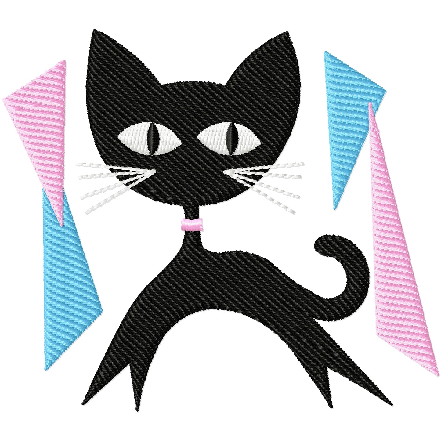 Retro Kitty 4 machine embroidery design 2 sizes