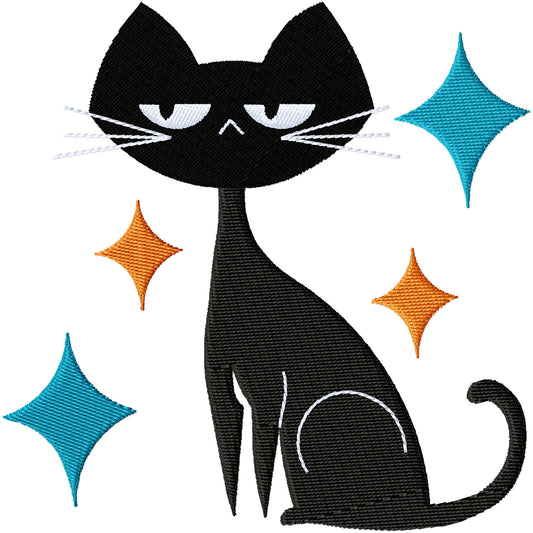 MCM Retro cat 13 machine embroidery design 3 sizes