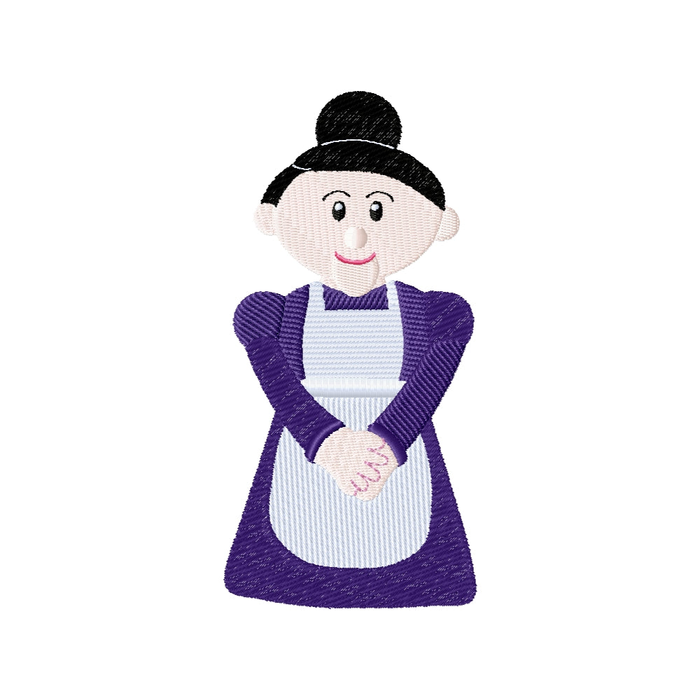 Rudys Mrs. Claus machine embroidery design 3 sizes