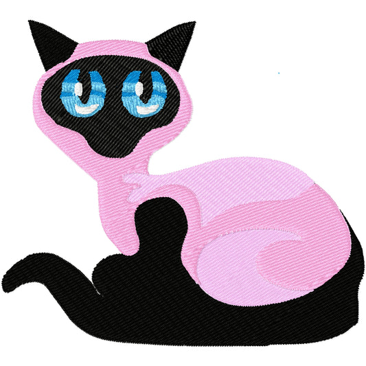 Siamese cat machine embroidery design