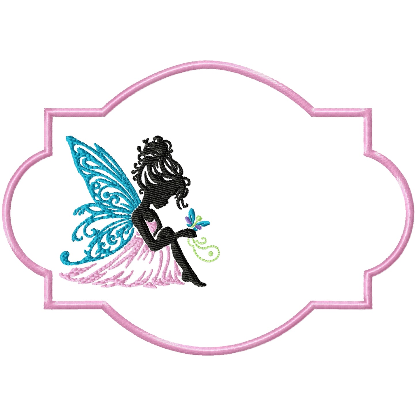 ITH Sitting fairy mug rug machine embroidery design with instructions