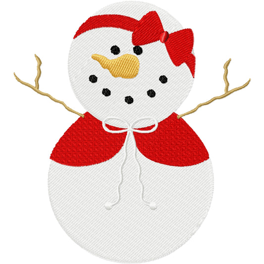 Snow girl with vest machine embroidery design