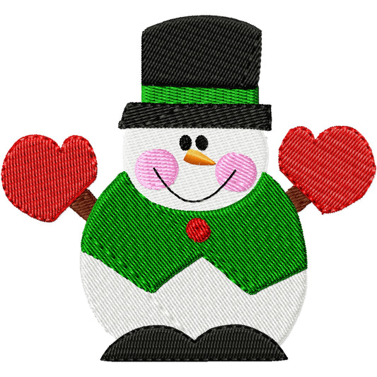 Snowman with mittens machine embroidery design