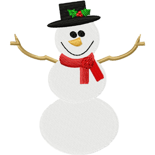 Snowman with stick arms machine embroidery design